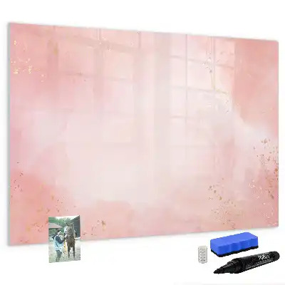 Magnetisch glazen schrijfbord voor notities en foto's in roze marmerlook