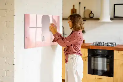 Magnetisch glazen schrijfbord voor notities en foto's in roze marmerlook
