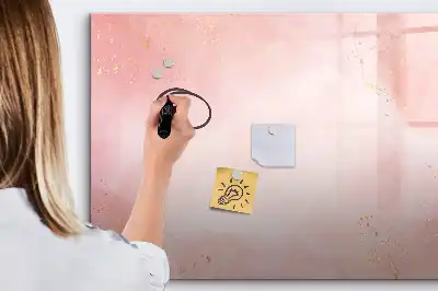 Magnetisch glazen schrijfbord voor notities en foto's in roze marmerlook