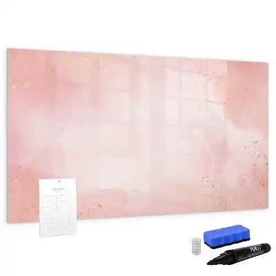 Magnetisch glazen schrijfbord voor notities en foto's in roze marmerlook