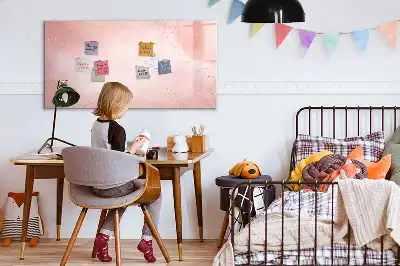 Magnetisch glazen schrijfbord voor notities en foto's in roze marmerlook