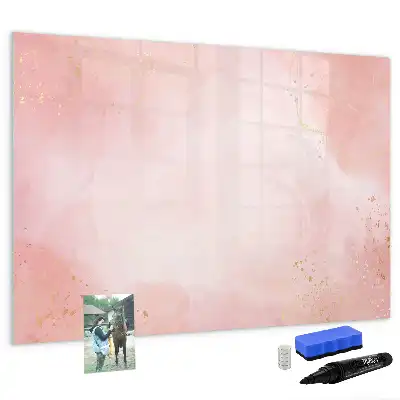 Magnetisch glazen schrijfbord voor notities en foto's in roze marmerlook