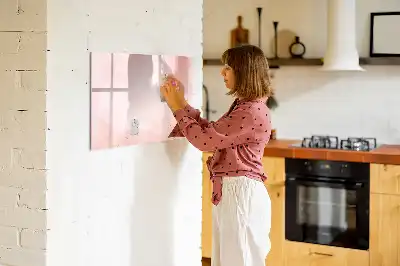 Magnetisch glazen schrijfbord voor notities en foto's in roze marmerlook