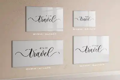 Beschrijfbaar glazen magneetbord met design met reistekst