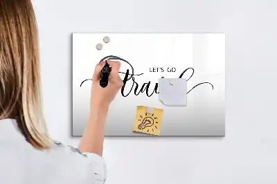 Beschrijfbaar glazen magneetbord met design met reistekst