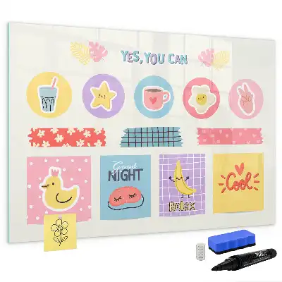 Magnetisch glazen schoolplanner voor notities en foto's