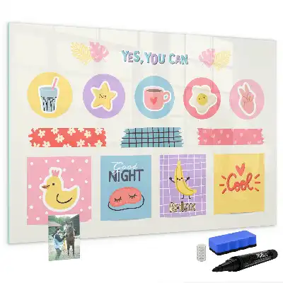 Magnetisch glazen schoolplanner voor notities en foto's