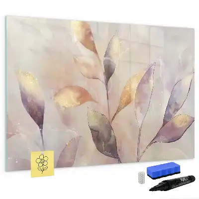 Beschrijfbaar glazen magneetbord met aquarel planten design
