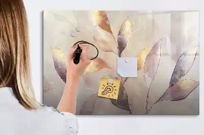 Beschrijfbaar glazen magneetbord met aquarel planten design