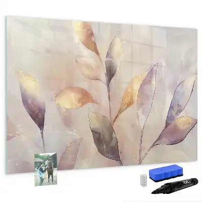 Beschrijfbaar glazen magneetbord met aquarel planten design