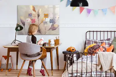Beschrijfbaar glazen magneetbord met aquarel planten design