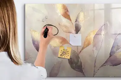Beschrijfbaar glazen magneetbord met aquarel planten design