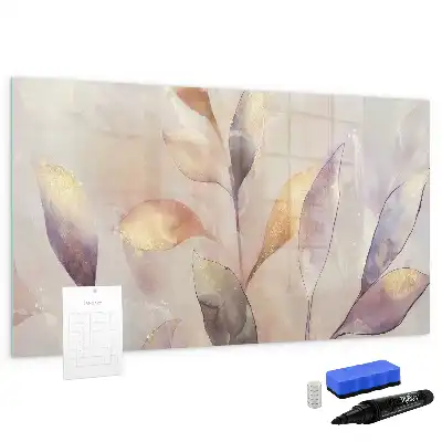 Beschrijfbaar glazen magneetbord met aquarel planten design
