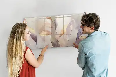 Beschrijfbaar glazen magneetbord met aquarel planten design