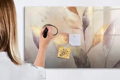 Beschrijfbaar glazen magneetbord met aquarel planten design