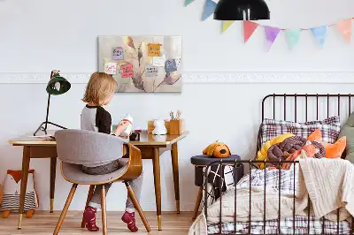 Beschrijfbaar glazen magneetbord met aquarel planten design