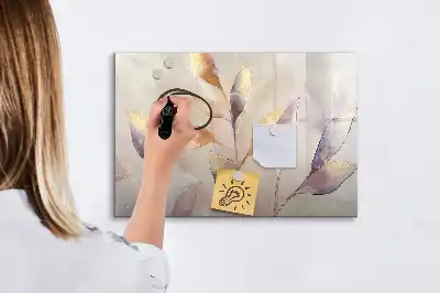 Beschrijfbaar glazen magneetbord met aquarel planten design