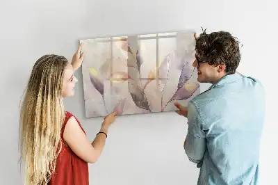 Beschrijfbaar glazen magneetbord met aquarel planten design