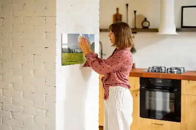 Magnetisch glazen schrijfbord met afbeelding van bergen en vlakte