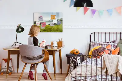 Magnetisch glazen schrijfbord met afbeelding van bergen en vlakte