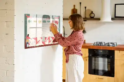 Glazen weekplanner voor kinderen beschrijfbaar magneetbord met design