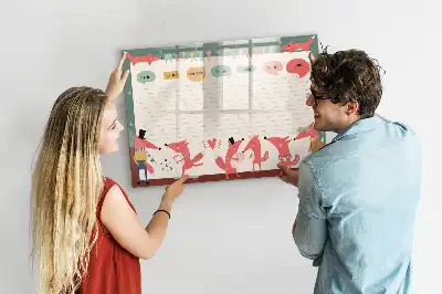 Glazen weekplanner voor kinderen beschrijfbaar magneetbord met design