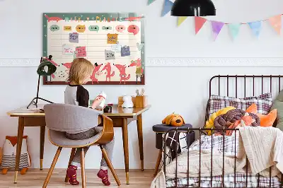 Glazen weekplanner voor kinderen beschrijfbaar magneetbord met design