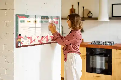Glazen weekplanner voor kinderen beschrijfbaar magneetbord met design