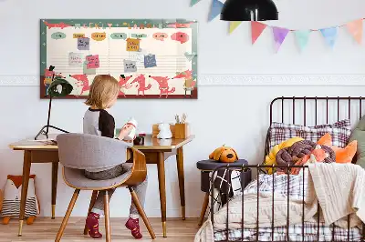 Glazen weekplanner voor kinderen beschrijfbaar magneetbord met design