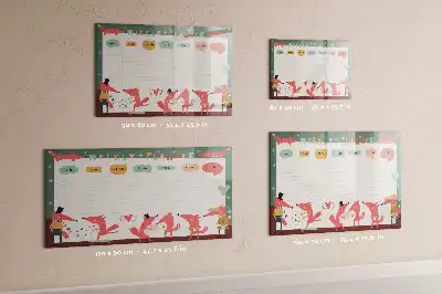 Glazen weekplanner voor kinderen beschrijfbaar magneetbord met design