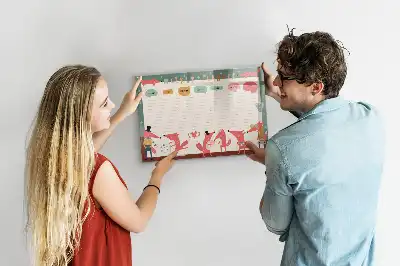 Glazen weekplanner voor kinderen beschrijfbaar magneetbord met design