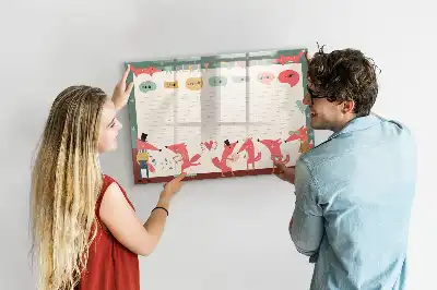 Glazen weekplanner voor kinderen beschrijfbaar magneetbord met design
