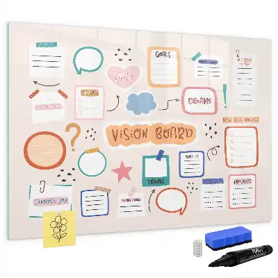 Magnetisch glazen schrijfbord kleurrijk visiebord voor notities en foto's