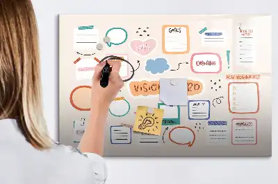 Magnetisch glazen schrijfbord kleurrijk visiebord voor notities en foto's