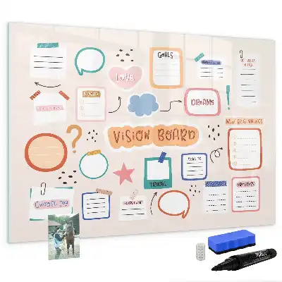 Magnetisch glazen schrijfbord kleurrijk visiebord voor notities en foto's