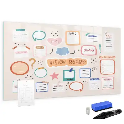 Magnetisch glazen schrijfbord kleurrijk visiebord voor notities en foto's