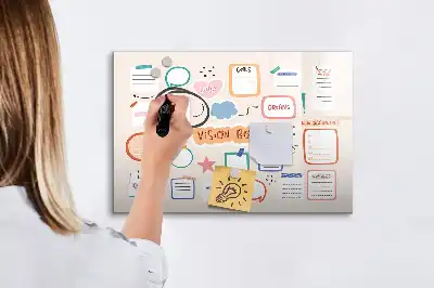 Magnetisch glazen schrijfbord kleurrijk visiebord voor notities en foto's