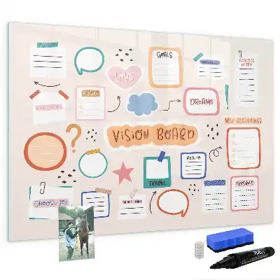 Magnetisch glazen schrijfbord kleurrijk visiebord voor notities en foto's