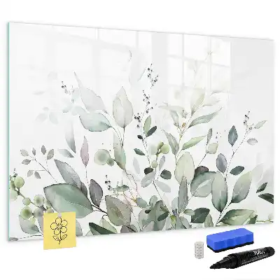 Beschrijfbaar glazen magneetbord met plantbladeren design