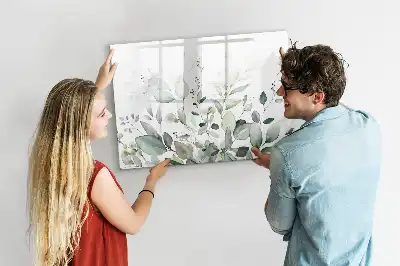 Beschrijfbaar glazen magneetbord met plantbladeren design