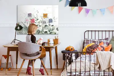 Beschrijfbaar glazen magneetbord met plantbladeren design