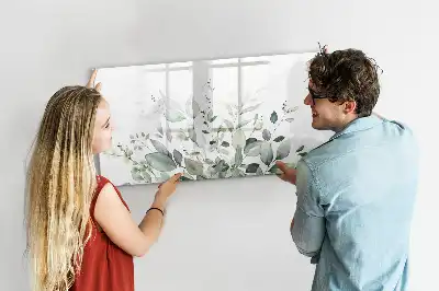 Beschrijfbaar glazen magneetbord met plantbladeren design