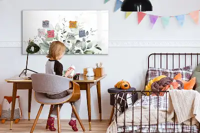 Beschrijfbaar glazen magneetbord met plantbladeren design