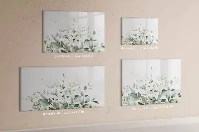 Beschrijfbaar glazen magneetbord met plantbladeren design