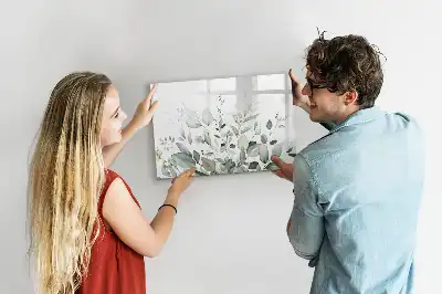 Beschrijfbaar glazen magneetbord met plantbladeren design