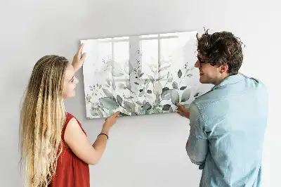 Beschrijfbaar glazen magneetbord met plantbladeren design