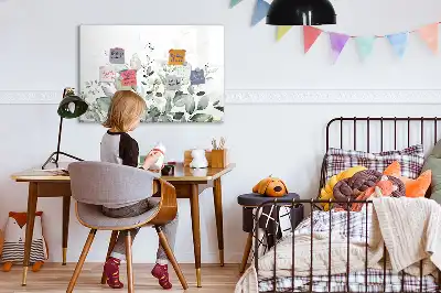 Beschrijfbaar glazen magneetbord met plantbladeren design