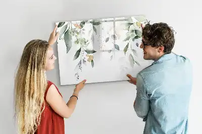 Magnetisch glazen schrijfbord met decoratieve plantbladeren