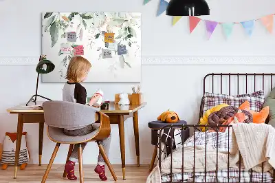 Magnetisch glazen schrijfbord met decoratieve plantbladeren
