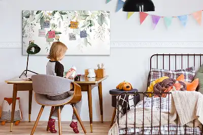Magnetisch glazen schrijfbord met decoratieve plantbladeren